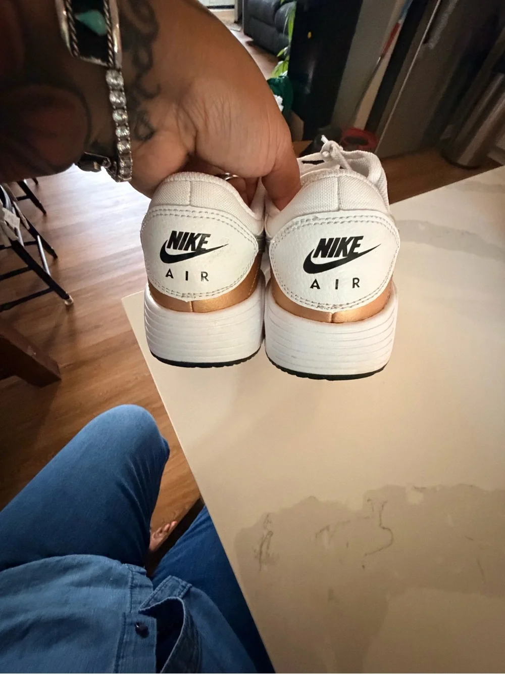 Nike Men's White and Tan Low-Top Sneakers